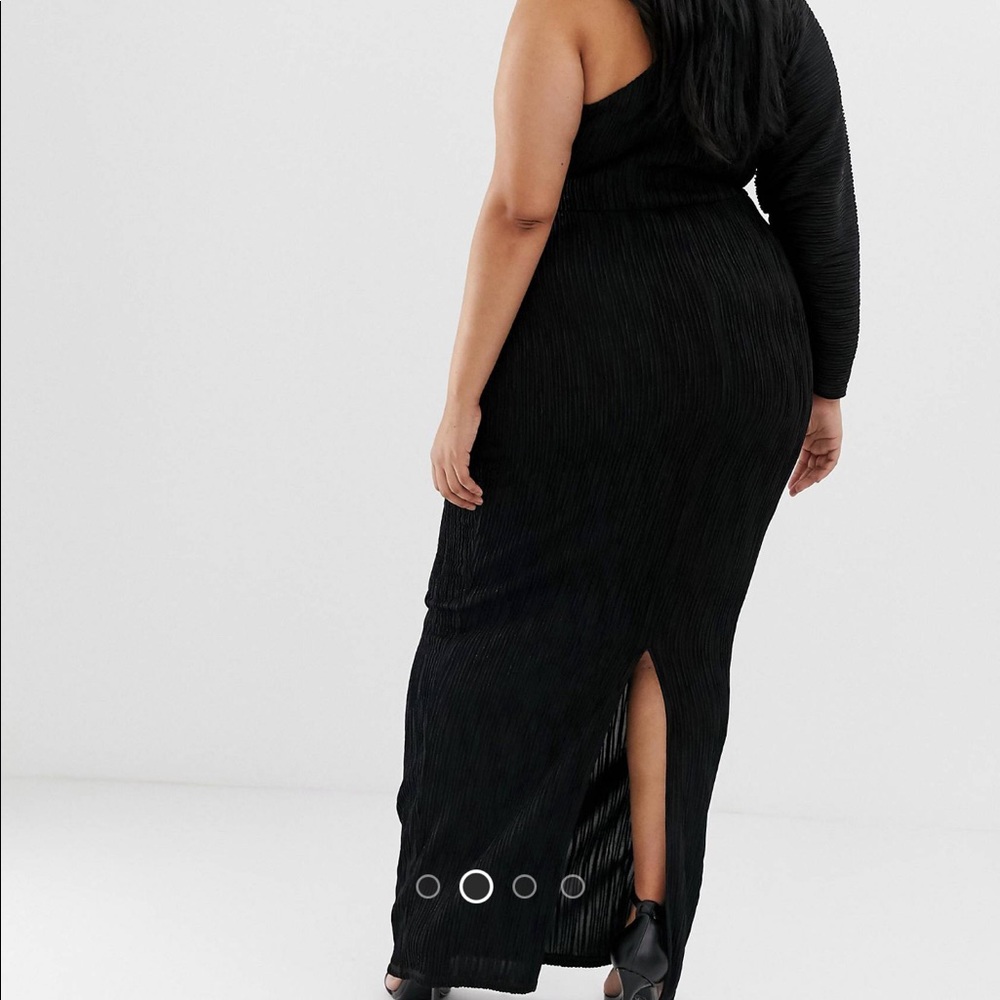 ASOS DESIGN Curve one sleeve rib maxi dress slit